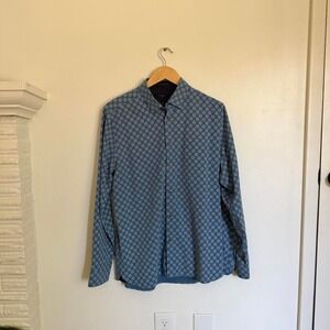 Ted Baker Blue button-up shirt with repeating geometric pattern